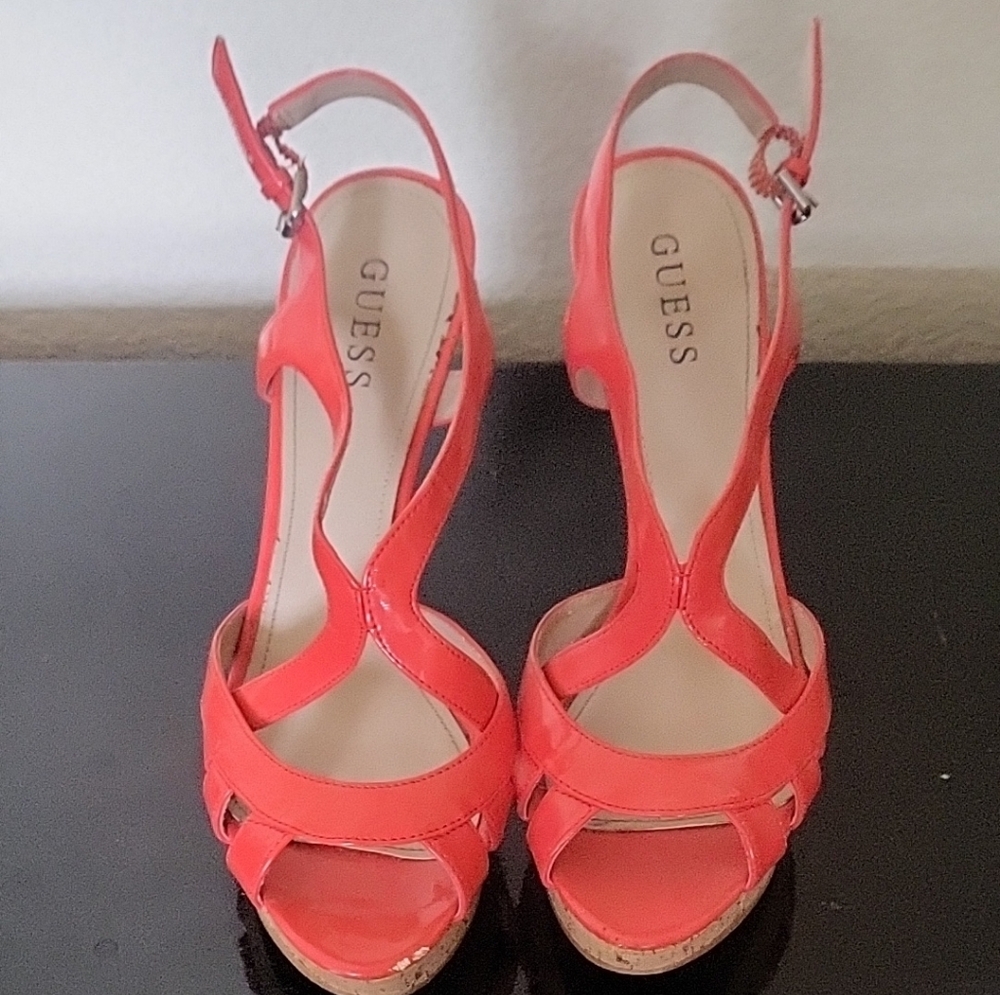 Guess Pink Strappy Heels Salmon color